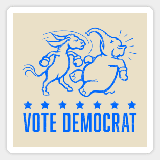 Vintage 1950's Vote Democrat Boxing Donkey (Blue) Magnet